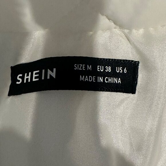 Quilted Puffer Jacket White Lightweight Winter Coat Shein Womens Size M - Picture 3 of 6